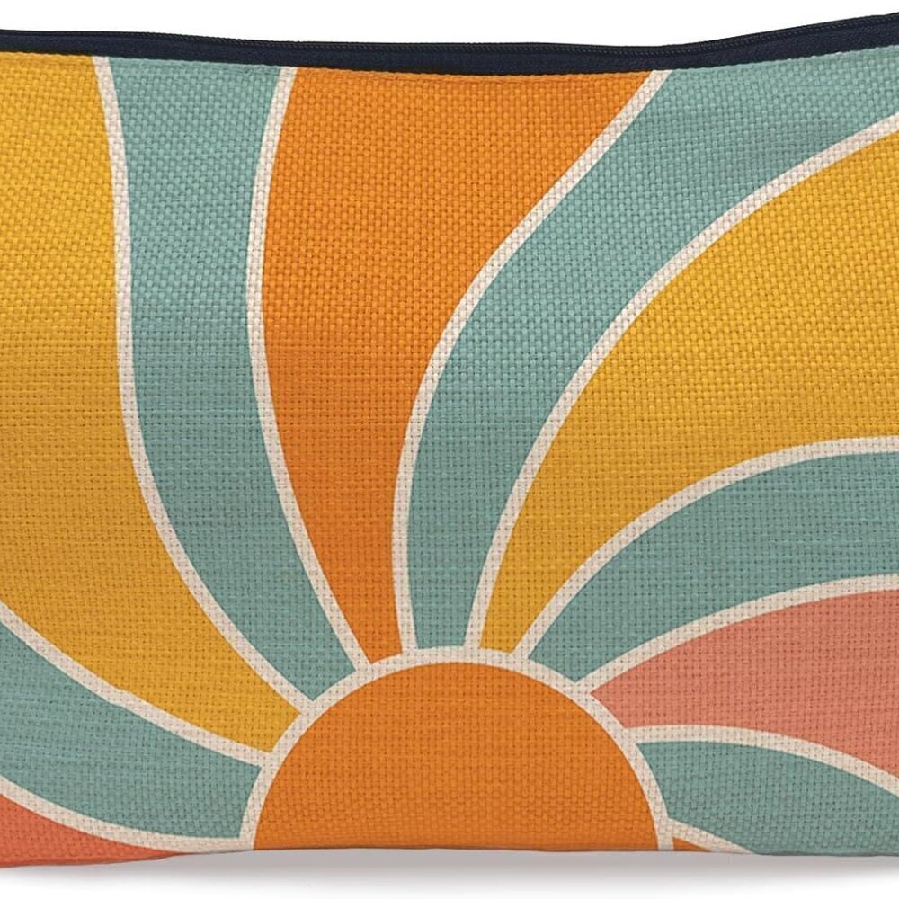 Boho Makeup Bag, Vintage Groovy Sunshine Cosmetic Bags for Women, Boho Gifts for